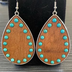 Brown and blue earrings